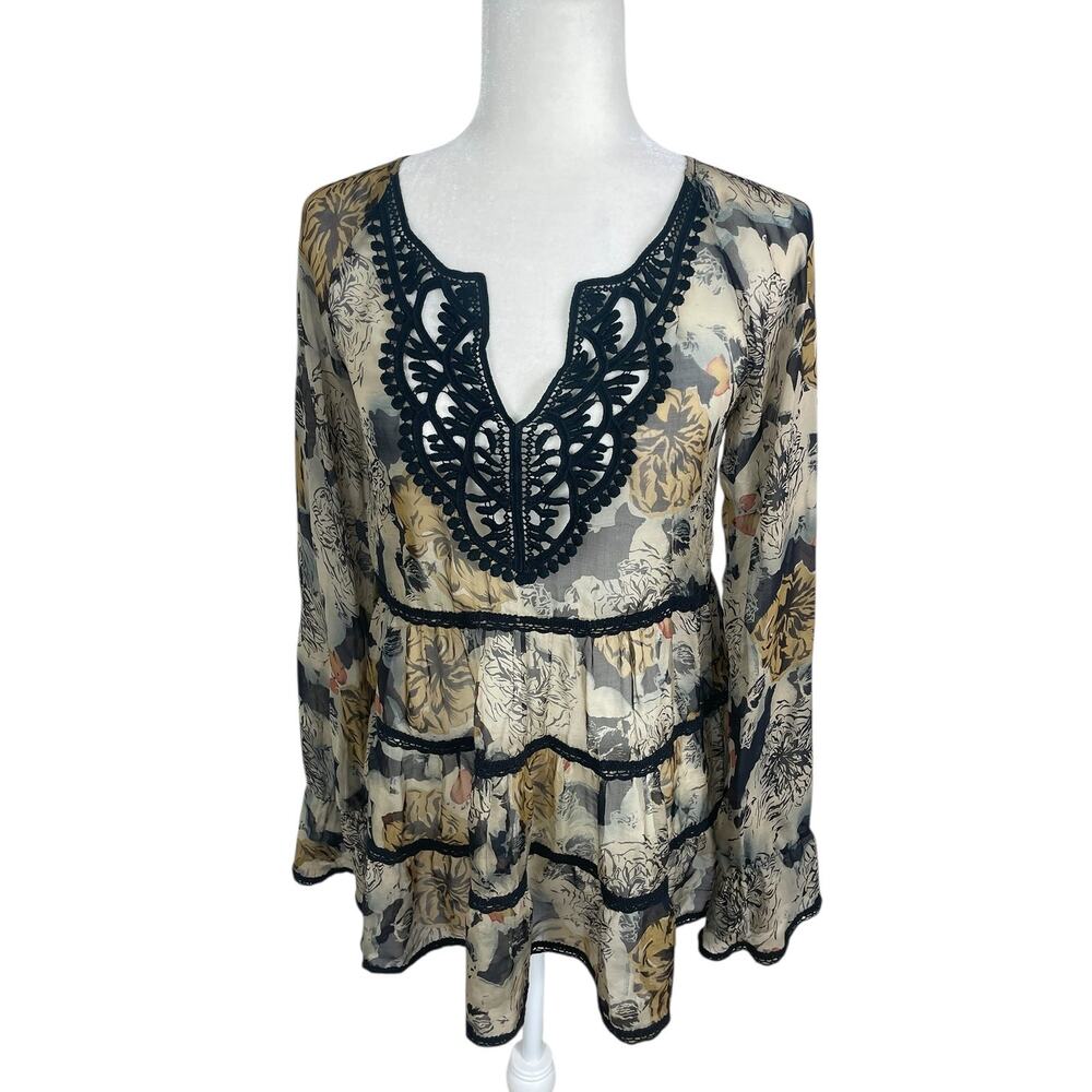 Johnny Was 4 Love & Liberty Silk Floral Tunic Top Size XS Whimsy Fairy FLAW - Picture 3 of 13